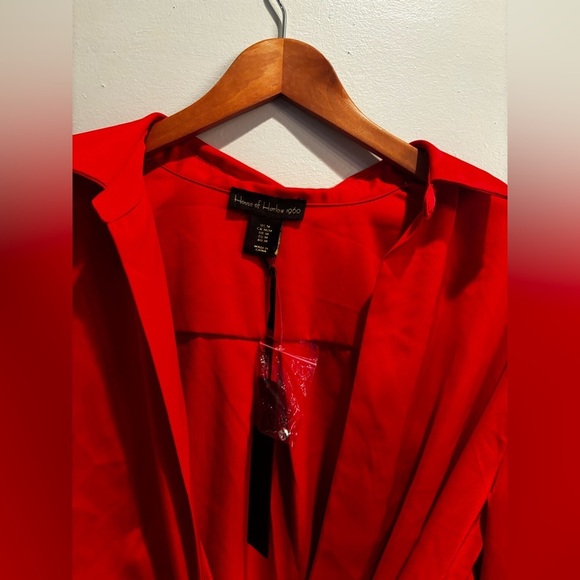 House of Harlow 1960 Red Satin Long Sleeve mini cocktail Christmas holiday - Picture 13 of 15